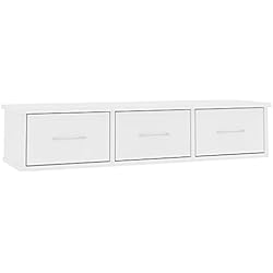 Cajonera Flotante Blanca vidaXL Estante con Cajones de Pared Contrachapada Casa Hogar Decoración Diseño Bricolaje Mobiliario Mueble Estantería Repisa Balda 88x26x18,5cm Blanco