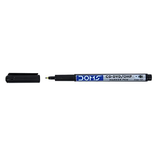 Image of Doms CD-DVD /OHP Pens | Fine Tip Japanese Tip For Clear Marking | Marks On Most Surfaces | Unique Self Hydrating System | Black Ink, Pack of 10