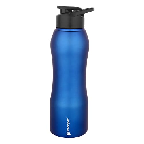 Image of PEARLPET Sportskool Slim Stainless Steel Single Wall Water Bottle 750ml | Leakproof, Durable, Reusable | For Gym, School, Office, Fridge Use | Pack of 1 (Blue)