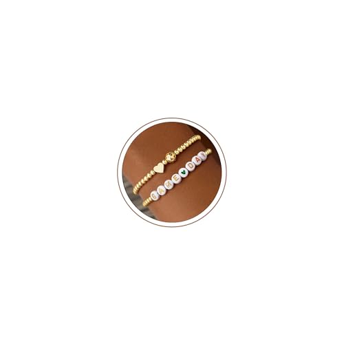 Turandoss Pulseras de cuentas de oro para mujeres y niñas, delicadas pulseras chapadas en oro de 14 quilates para fútbol, tenis, baloncesto, voleibol, pickleball, regalos para amantes de los deportes