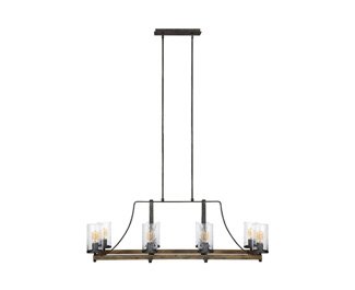 Feiss F3136/8Dwk/Sgm Angelo Island Chandelier Lighting With Glass Shades, Iron, 8-Light (46"L X 17"H) 480Watts #TOP4