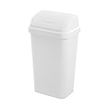 Sterilite 4-Pack Swing Top Wastebasket, Sleek Square Profile Trash Can, 13 Gallon, White - Modern Garbage Bin for Kitchen, Bathroom, Garage and Workspace, Fits 13 Gal Liners