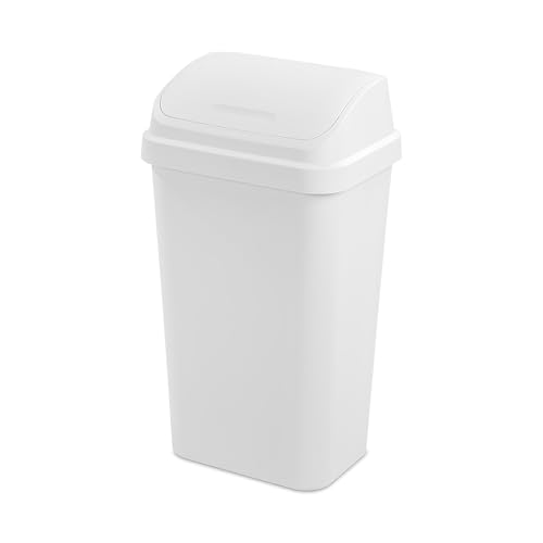Sterilite 4-Pack Swing Top Wastebasket, Sleek Square Profile Trash Can,