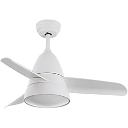 Ventilador Techo Industrial TECHBREY Ventilador de Techo con Luz y Mando a Distancia Industrial Blanco 91cm 3 Aspas 6 Velocidades Temperatura de Color Seleccionable (Cálido-Neutro-Frío)