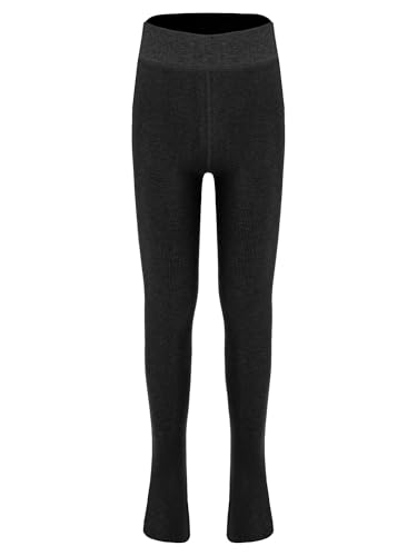 JanJean Kids Girls Ribbed Fleece-Lined Pantyhose Ballet Dance Tights Solid Color Footed Leggings Stockings School2