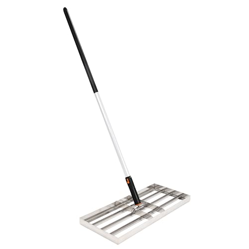 Heavy Duty Lawn Levelling Rake - Stainless Steel Lawn Leveler With 60cm x 25cm Ground Plate, 1.6m Adjustable Long Handle - Grass Leveller Lawn Tool for Grass, Golf Field And Garden. 3kg
