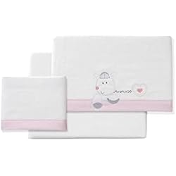 Sabanas Franela Minicuna Sábanas de Franela para Minicuna Corazón Amoroso blanco y rosa