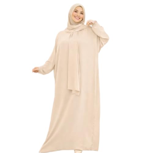 NAJMA Abaya voile intégré,Soie de Médine,abaya de priere avec voile intégrée robe de priere...