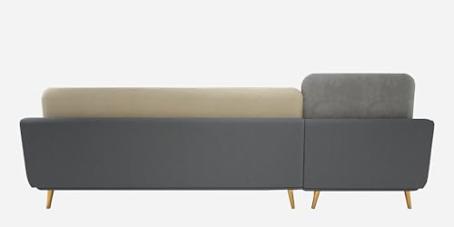 Image of Black Wood Modern Velvet RHS Sectional Sofa (3 + Lounger) with Extra Luxury Comfort for Bedroom, Living Room, Dining Room, Drawing Room, Home Office in Bug Resistant Wood Structure