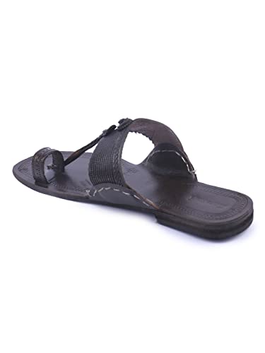 Image of KORAKARI Men Kolhapuri Chappal Handcrafted Sandal Smooth and Comfortable Flip Flops Slipper Stylish Anti Slip Design Genuine Leather Traditional Footwear.