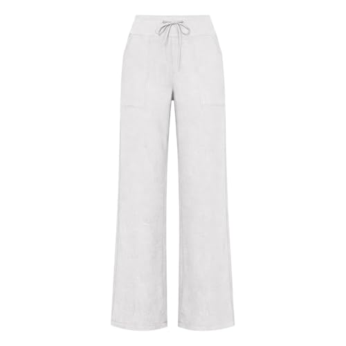 Pantalon d'été en coton et lin uni, style cargo avec poches - 4