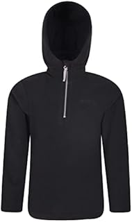 Mountain Warehouse Camber Kids Microfleece Hoodie - Breathable Childrens Pullover, Hoodie, Microfleece, Quick Dry, Lightweight Sweatshirt - For Spring, Walking Black 9-10 Years