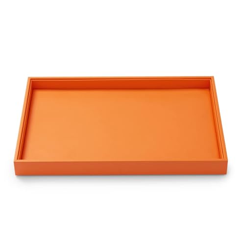 Oirlv ジュエリートレイ フラットトレ レザー ネックレス ブレスレット ピアス 指輪 展示 収納 高級 おしゃれ P12901 (A:仕切りなし オレンジ) …