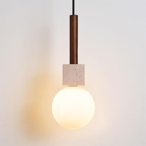 Lustre réglable milieu siècle travertin jaune, suspension Wabi-Sabi d'allée