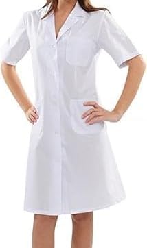 EGIDIO Camice da Lavoro Donna Mezza Manica 65% Poliestere 35% Cotone – Traspirante e Resistente – Casacca Professionale per Pulizie Domestica Cameriera Operaia – Comoda e Pratica (BIANCO, S)