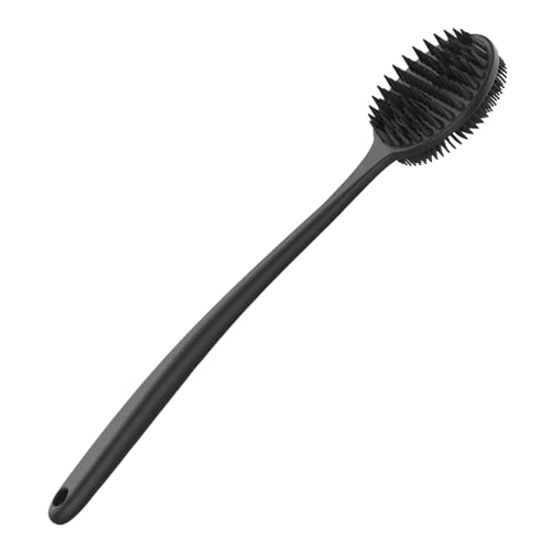 elzle Silicone Brosse Dos Douche Long Manche,Brosse Douche Double Face Brosse pour le Dos pour Les Hommes et Les Femmes,Brosse de Bain pour la Douche pour Exfolier et masser