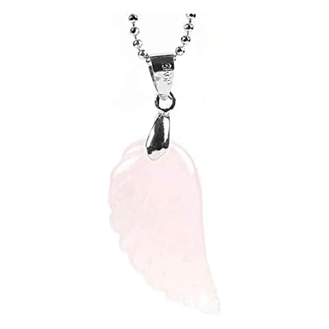 Angel Wing Pendant Necklace Rose Quartz Cover