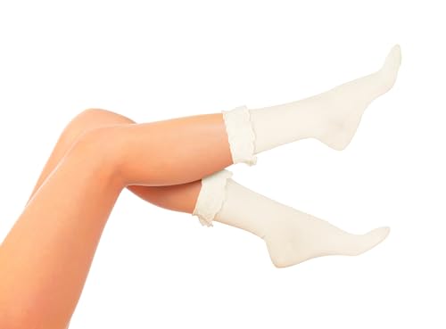 Benefeet Sox Womens Lace Ruffle Socks Girls Cute Frilly Ankle Socks Lettuce Lace Trim Lolita Princess Cotton Sock3