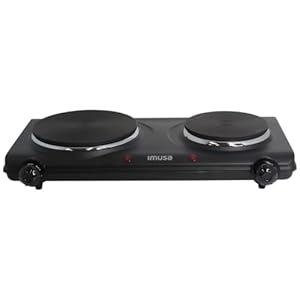 IMUSA Double Electric Hot Plate with Cast Iron Plate for Cooking or Heating, Electric Burner