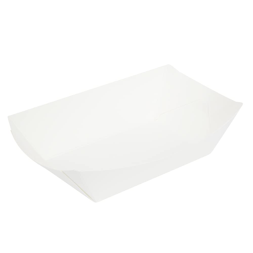 Restaurantware Bio Tek White Paper Boat - 4 1/4" x 2 3/4" x 1 1/2" - 50 count box