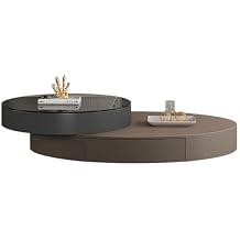 Coffee Table Rotating Oval Coffee Table Set, Modern Luxury Glass Table for Small Spaces, Stylish and Functional Home Furniture Side TableBrown
