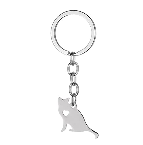 Preisvergleich Produktbild Familienkalender Katze mit Herz Pfote Hundepfote Glücksbringer Schlüsselanhänger Metall silberfarben / Geschenk / Liebe / Frauen / Damen / sitzend