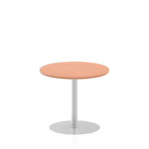 OPO Italia Round 1000/1200/600/800mm Poseur Table with Circular Base | Home Office Standing Table with Brushed Stainless Steel Pillars Beech 725mm 800