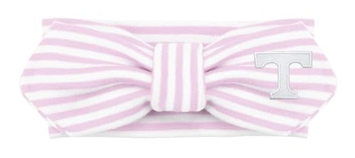 Image of Creative Knitwear Tennessee Volunteers Infant Girls Pink/White Striped Hair Knot Headband Embroidered Logo - Size Newborn - 4T