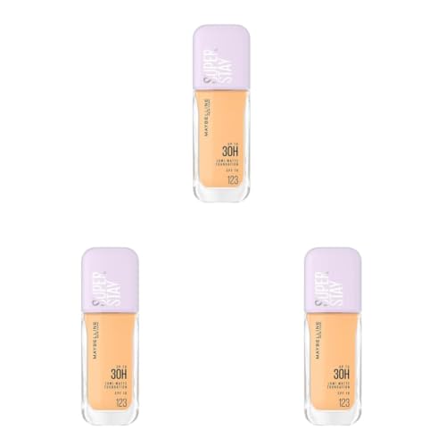 Image of Maybelline New York Super Stay Lumi Matte Liquid Foundation, 123 (Pack of 3)
