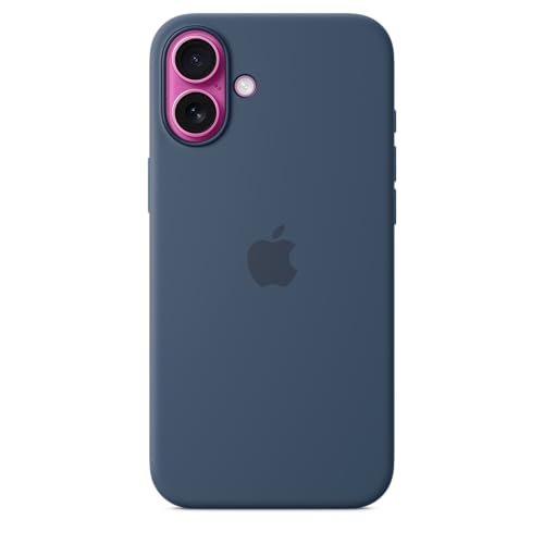 Image of Apple iPhone 16 Plus Silicone Case with MagSafe and Camera Control: Lightweight Phone Case, Wireless Charging Compatible, Smooth Matte Finish; Denim