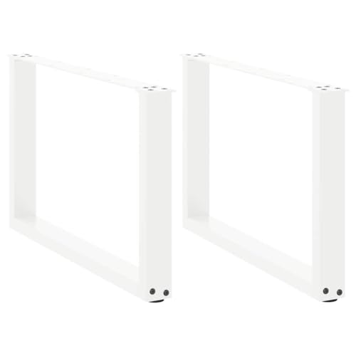 vidaXL coffee table legs/u-shaped steel frame/adjustable levelers for living room & dining, 70x(42-43) cm white