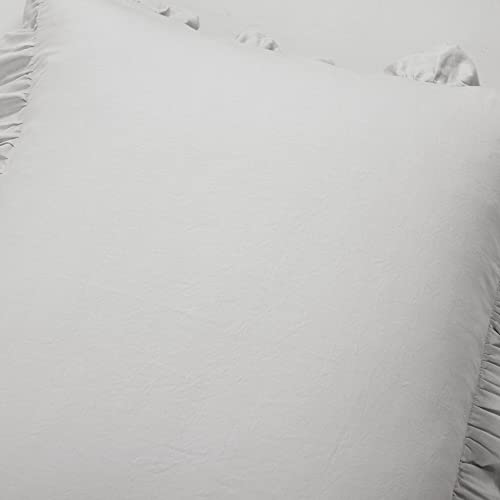 Image of Lush Decor Reyna Ruffle Cotton Duvet Cover Set 3 Piece Set Full / Queen, Light Gray - Queen Size Bedding Set - Gray Duvet Queen- Ruffled Bedding - Coquette Decor