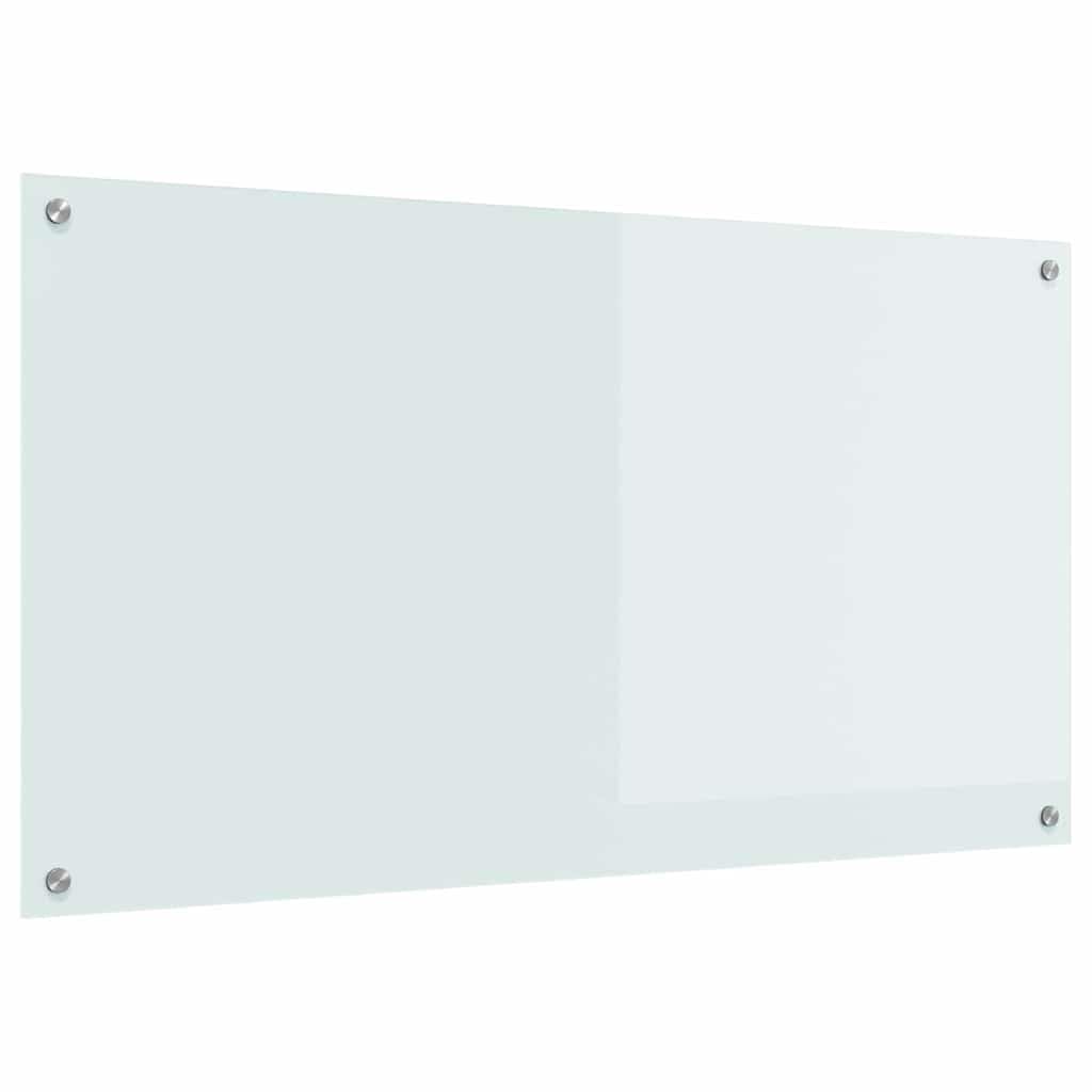 vidaXL Przód kuchenny Biały 110 x 60 x 0,6 cm szkło hartowane, Nowoczesny backsplash do kuchni, wytrzymała, odporna na ciepło osłona, minimalistyczna panel ochronny
