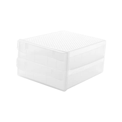 POPETPOP 1 個 ボックス 卵のカートン引き出し冷蔵庫収納ボックス エッグキャリア カバードエッグホルダー ダブルデッキコンテナ ポータブル 容器 プラスチック製のバスケット 再利用可能