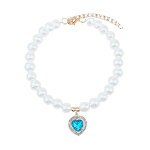 Baoblaze Pet Pearl Necklace Dog Collar Necklace Fancy Dress up Outfit Pet Jewelry Adjustable for Indoor Cat Small Dogs Holiday Wedding, M