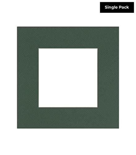 CountryArtHouse Hunter Green Acid Free 15x15 Square Picture Frame Mat with White Core Bevel Cut for 11x11 Pictures - Fits 15x15 Frame - Pack of 1 Matboard Show Kit with Acid Free Backing & Clear Bag