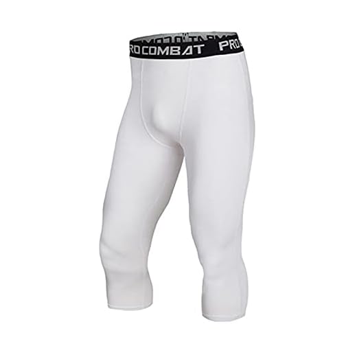 Herr Kompressions Leggings Herr Running Tights Herr Sports Leggings Sportkläder Kompression Base Layer Byxor Herr Jogger Fitness Gym Basket Shorts 3/4 (Color : Blanc, Size : XXL)