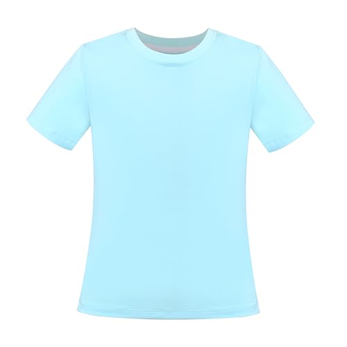 Image of Sunny Fashion Girls T-Shirt Crop Top Brown Lettuce Trim Ribbed Knit Button Casual
