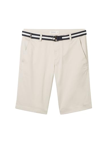 TOM TAILOR Herren Slim Fit Chino Shorts mit Gürtel, Light Cashew beige, 28 – Ansicht 5