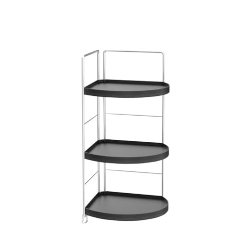 Image of 3-Tier Corner Bathroom Organizer Countertop for Storage,Counter Tray and Vanity Organizer,Plastic Counter Organizer for Kithchen, Bathroom, Dresser 10.6 inches (Chrome + Black)