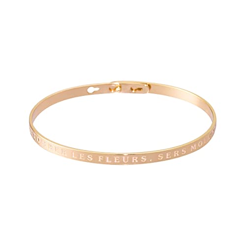 Bracelet JONC en Laiton Rosé - Message : Laisse Tomber