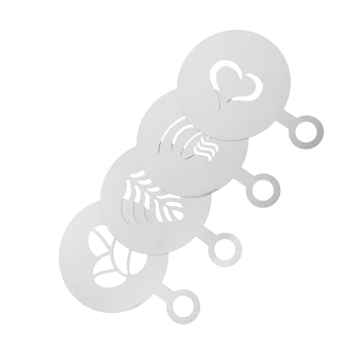 4pcs Stainless Stencils for Latte Art Decorating Tools for Cappuccino Chocolate Cookies for Home Cafes and Events