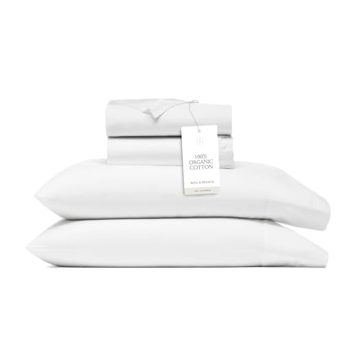 BOLL & BRANCH Signature Hemmed Sheet Set - Queen, White - Luxury 100% Organic Cotton - Includes 1 Flat, 1 Fitted, 2 Pillowcases - Buttery Soft