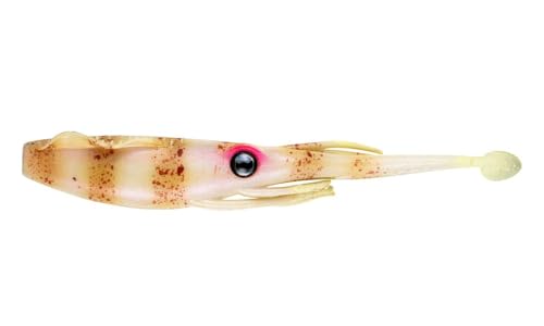 Nomad Design Live Ops Jerksquid 7” Unrigged Jerkshad Soft Bait Lure, Trophy-Class Squid with Reactor-UV & Glow, Bone Tiger (3 Pack), for Striped Bass & Snapper