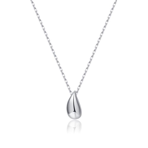 SLUYNZ 925 Sterling Silver Chunky Teardrop Choker Necklace for Women Teens Pear Pendant Necklace