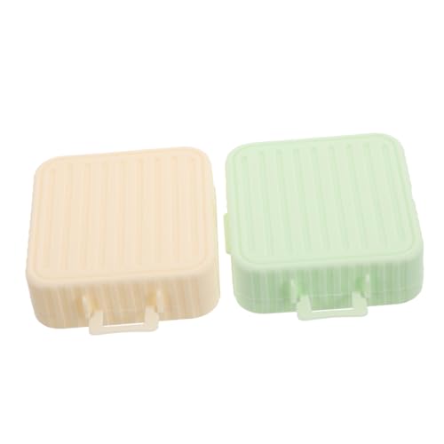 OUNONA 2個 粉?防塵収納ケース 大容量 型メイクアップスポンジ容器 持ち運び便利 旅行 自宅用パウダーパフ収納ボックス