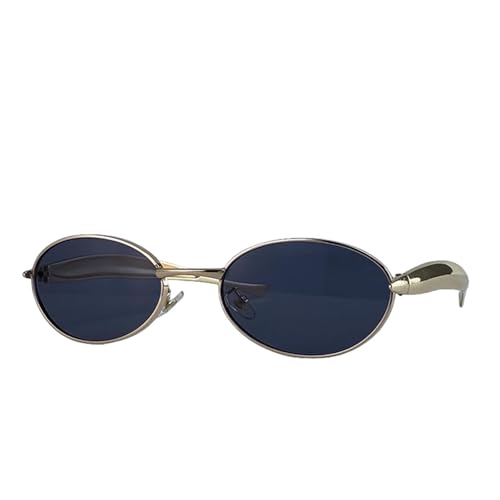 Lunettes de soleil ovales vintage pour petits visages avec monture métallique légère
