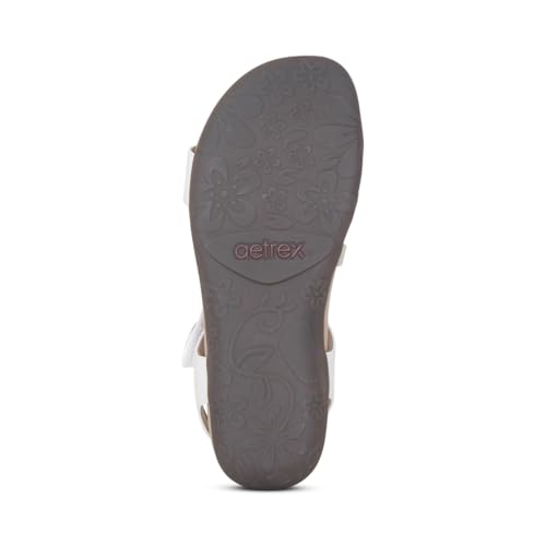 Image of Aetrex Women's Jess Orthopedic Adjustable Quarter Strap Sandals - Comfort Memory Foam Fashion Flat Womens Sandals with Arch Support