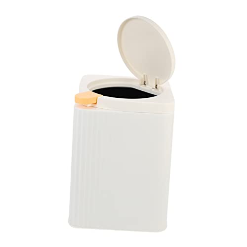 Caneca de basura rectangular de plástico con tapa 5L blanco miniatura 1