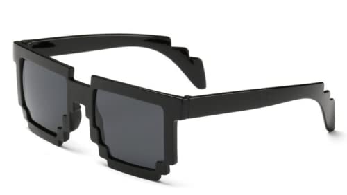 Image of DC DECORIO Thug Life Sunglasses Pixel Gangsta Life Funny Novelty Shades With Box Packing (SOLID-BLACK)